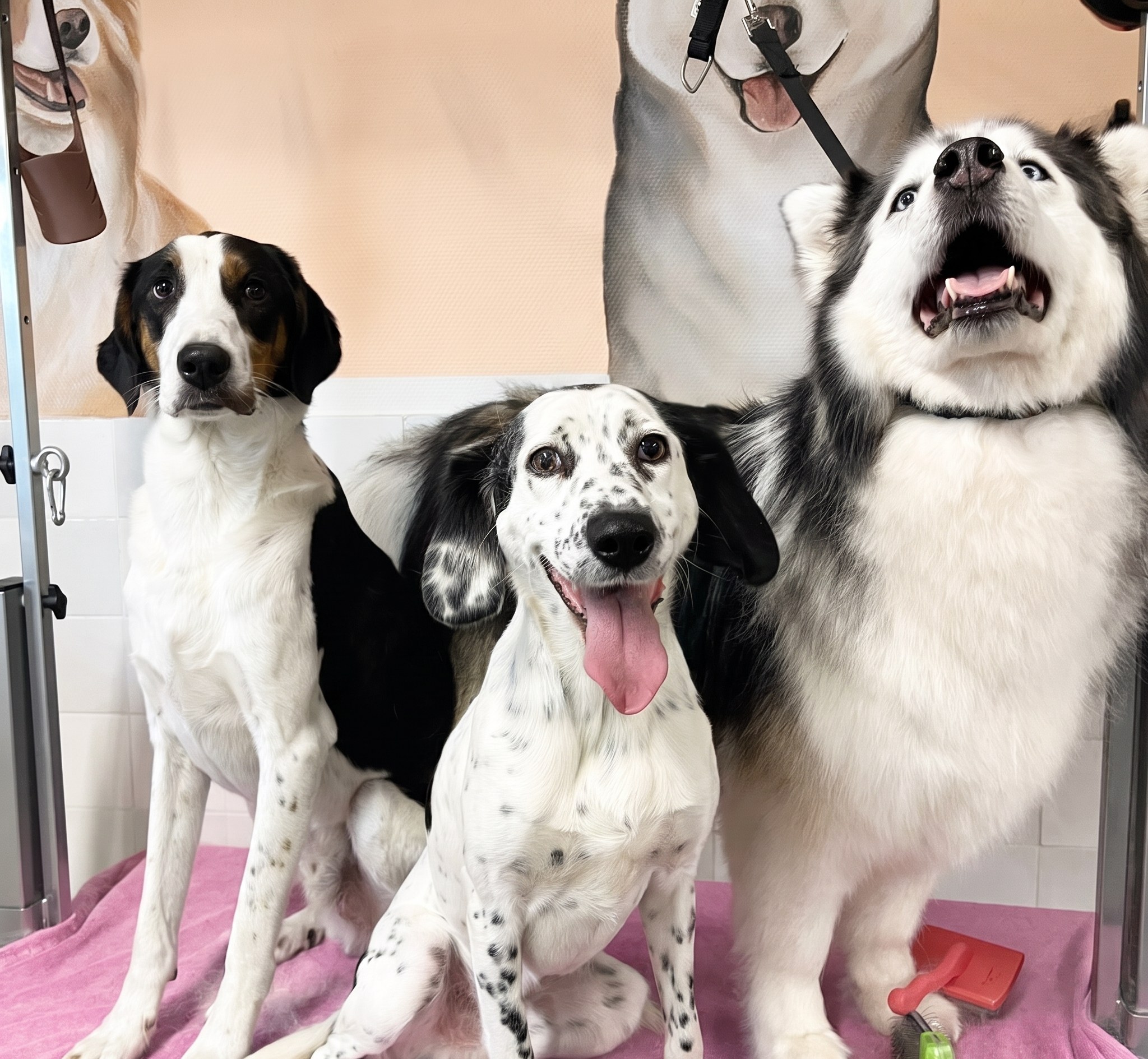 Blije honden in de trimsalon